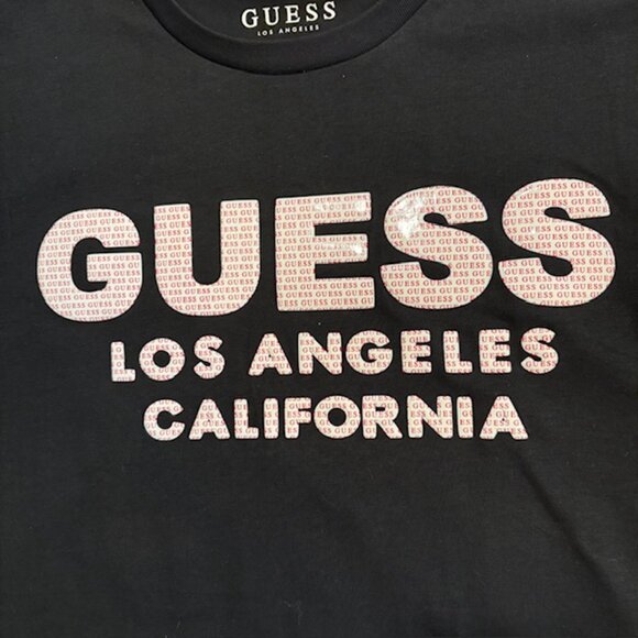 GUESS LOS ANGELES Men’s Short Sleeve T-Shirt Sz: S Black w/Raised Logo Sz S - Picture 2 of 10